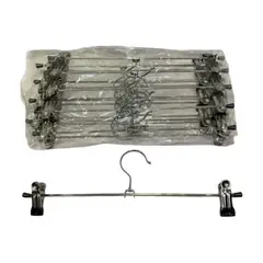 GENERICO - Pack 10 Ganchos con Pinzas Metálicas para Ropa 35cm Gms