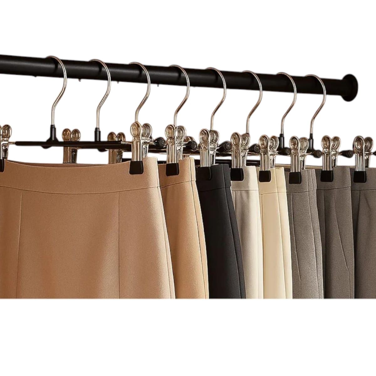 GENERICO - Pack 10 Ganchos con Pinzas Metálicas para Ropa 35cm Gms