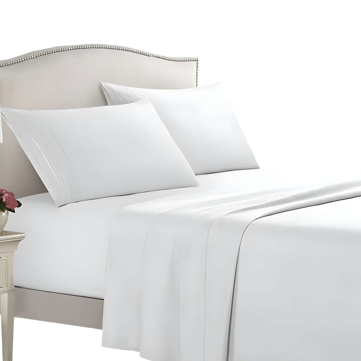 GENERICO - JUEGO DE SABANA 2 PLAZAS  500 HILOS BLANCO L2