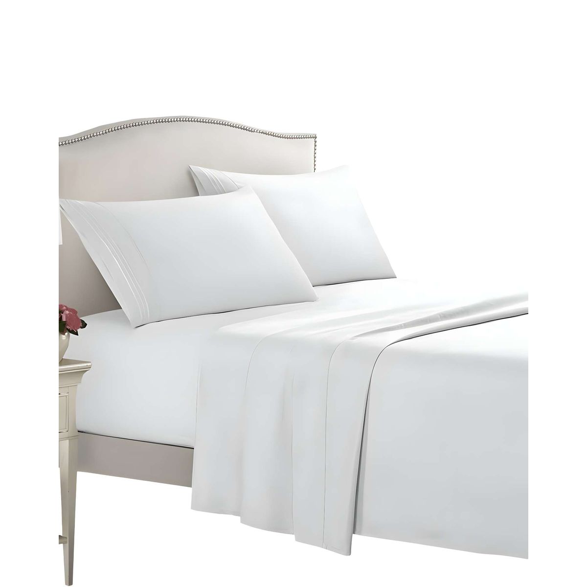 GENERICO - JUEGO DE SABANA 2 PLAZAS  500 HILOS BLANCO L2