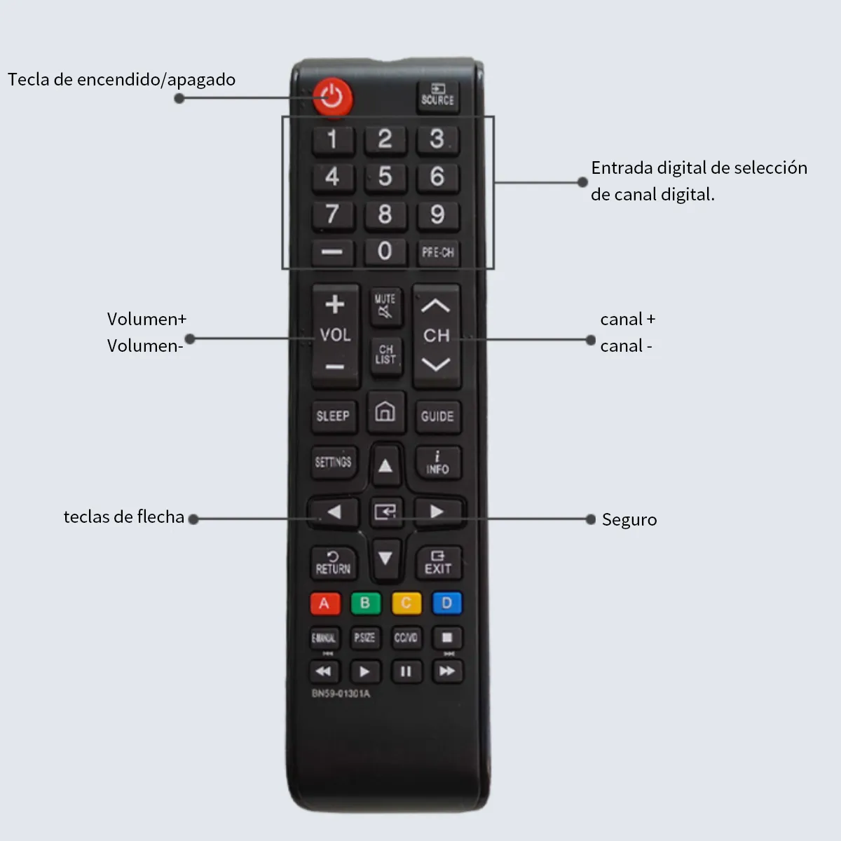 ATURE - Control Remoto Universal Para Samsung Tv Bn59-01301a