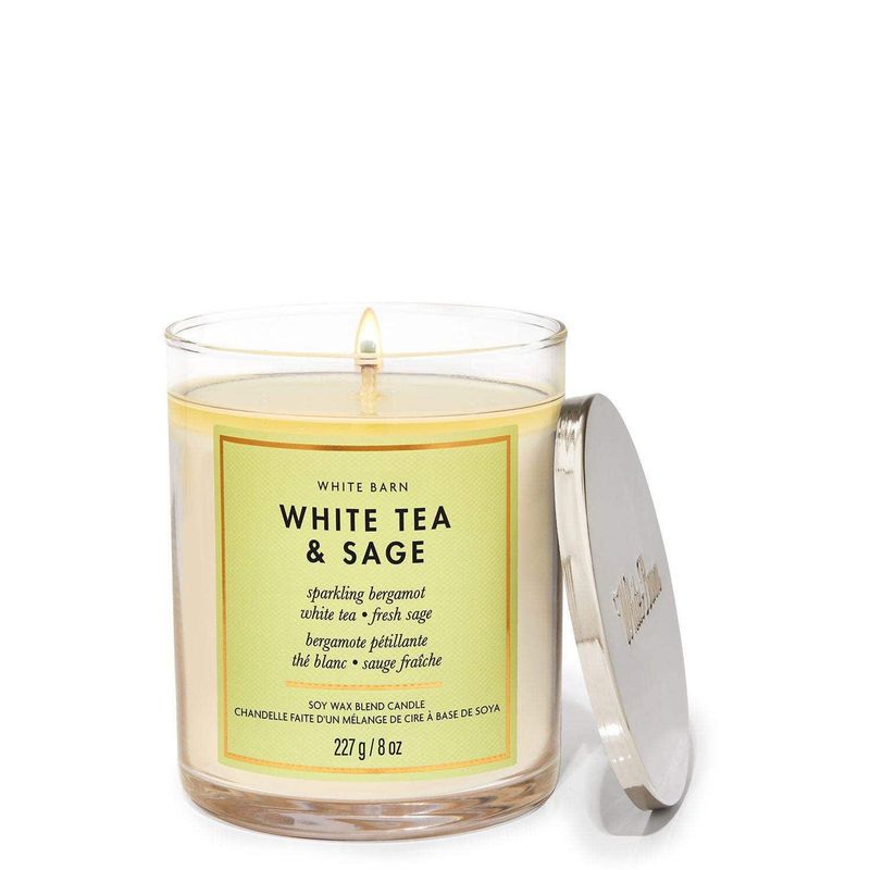 BATH & BODY WORKS - Vela Mediana Bath & Body Works White Tea & Sage