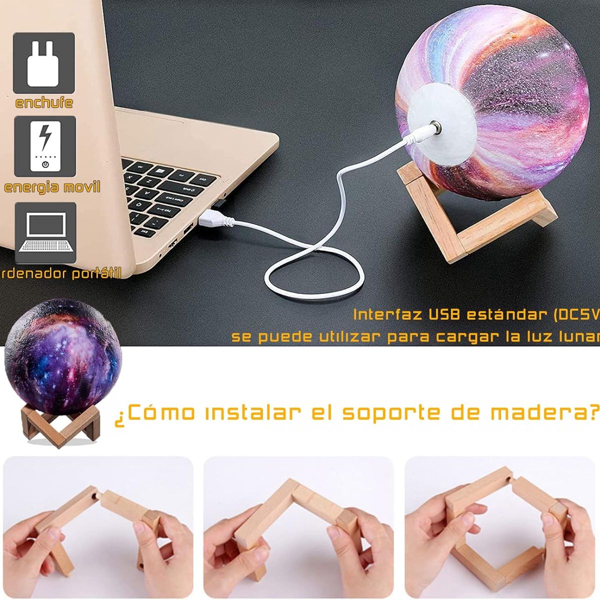 WELDMON - Lámparas de Luna 3D - 8cm
