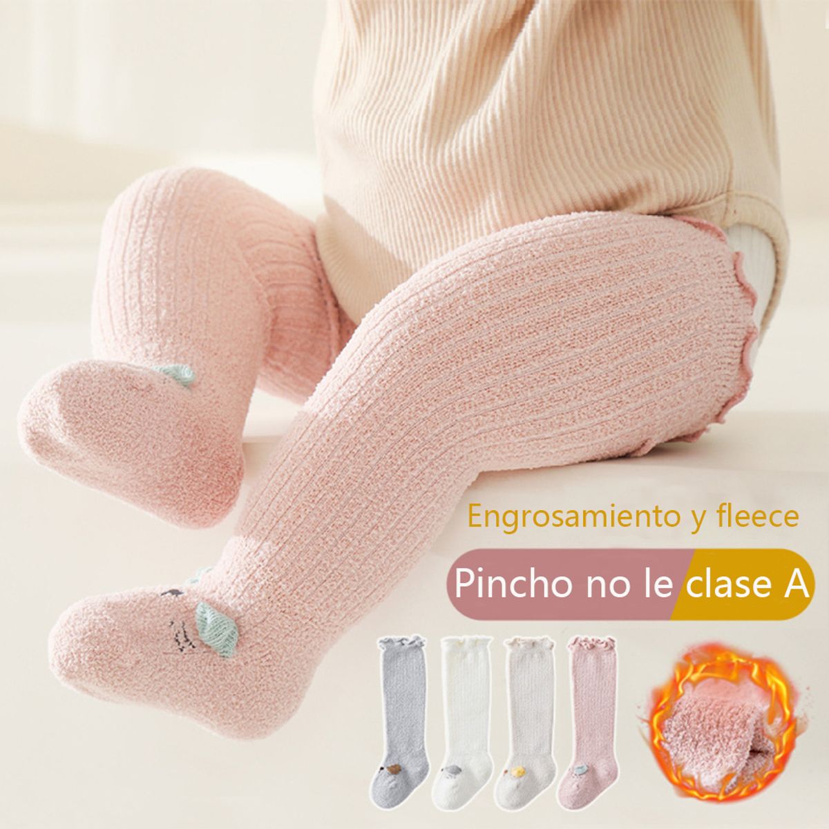 ATURE - 3u Calcetín Medias De Bebé Velvet De Coral Encaje Engrosado