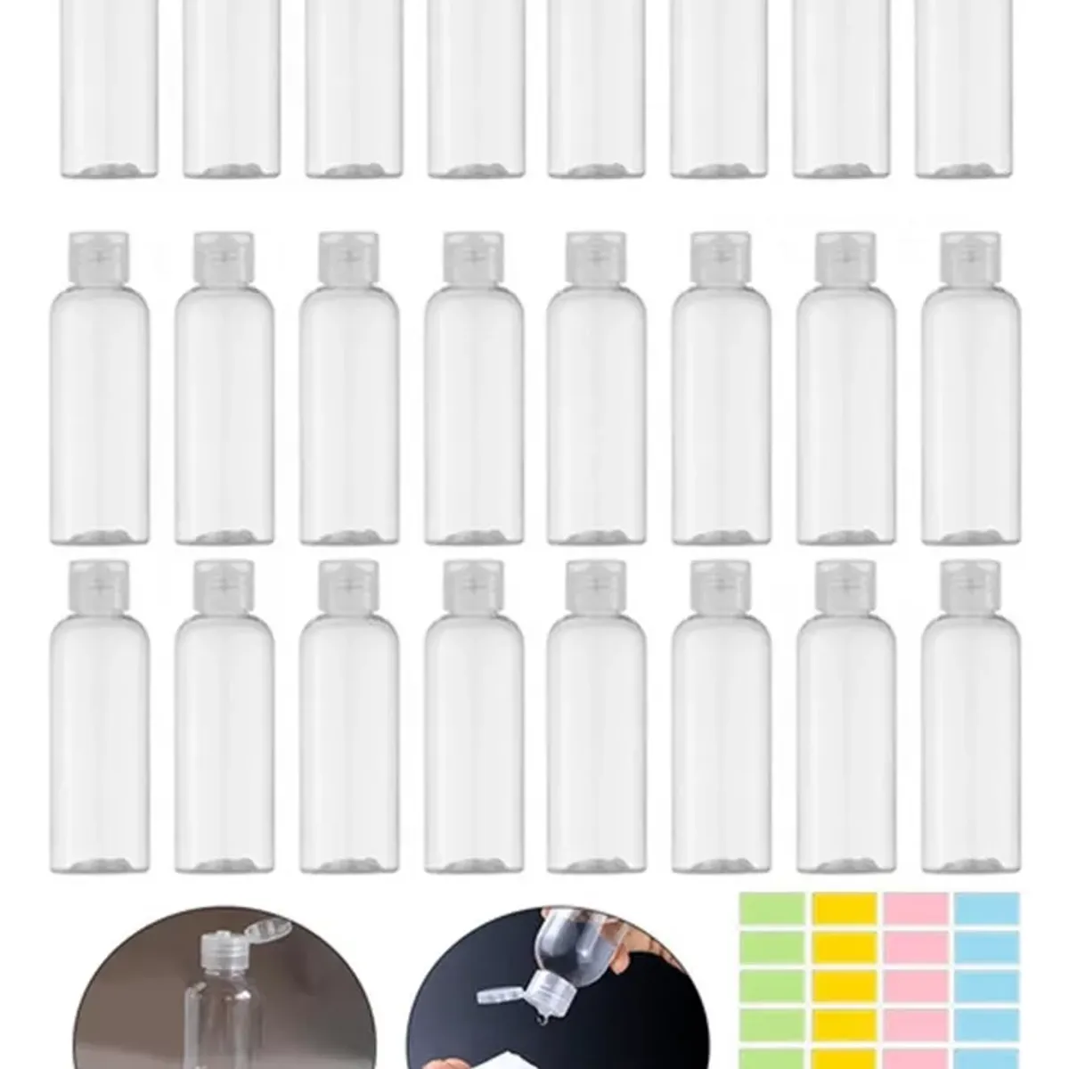 ATURE - Set 24 Botella Plástico Transparente De Viaje Dispensadora