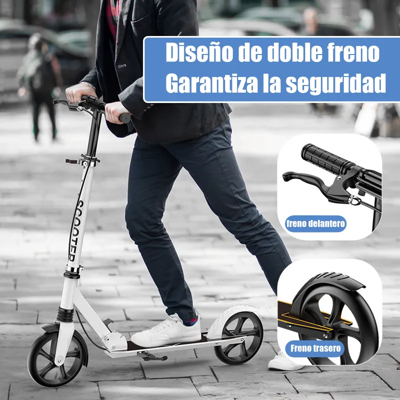 EDWINAYY - Scooter Plegable Metalico Del Ajustable Para Jóvenes Adultos