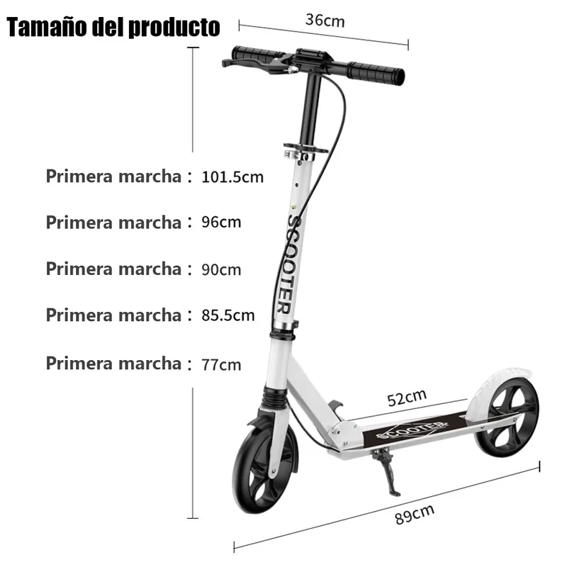 EDWINAYY - Scooter Plegable Metalico Del Ajustable Para Jóvenes Adultos