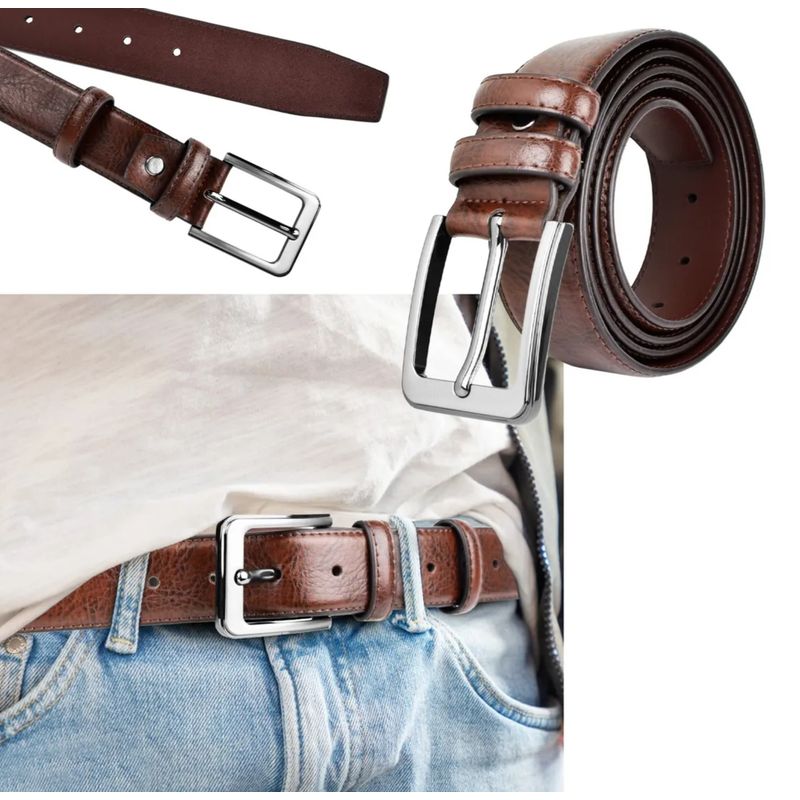 ATURE - Cinturón De Los Hombres De Cuero De Vaca Casual 130cm