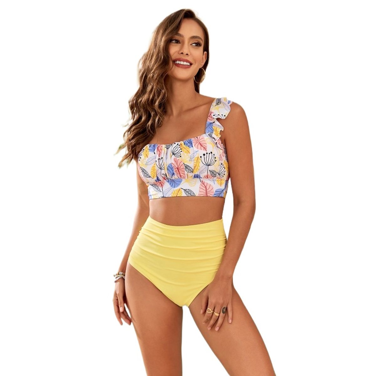 TIOZONEY - Traje de Baño Mujer-Amarillo