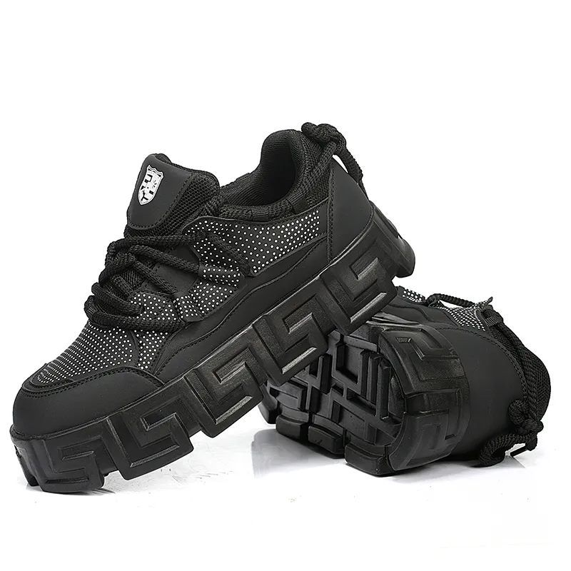 DANWEILE - Zapatos casuales de suela gruesa de moda para hombre Negro