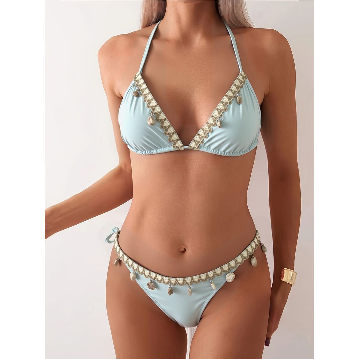 TIOZONEY - Traje de Baño Mujer-Azul