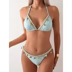 TIOZONEY - Traje de Baño Mujer-Azul