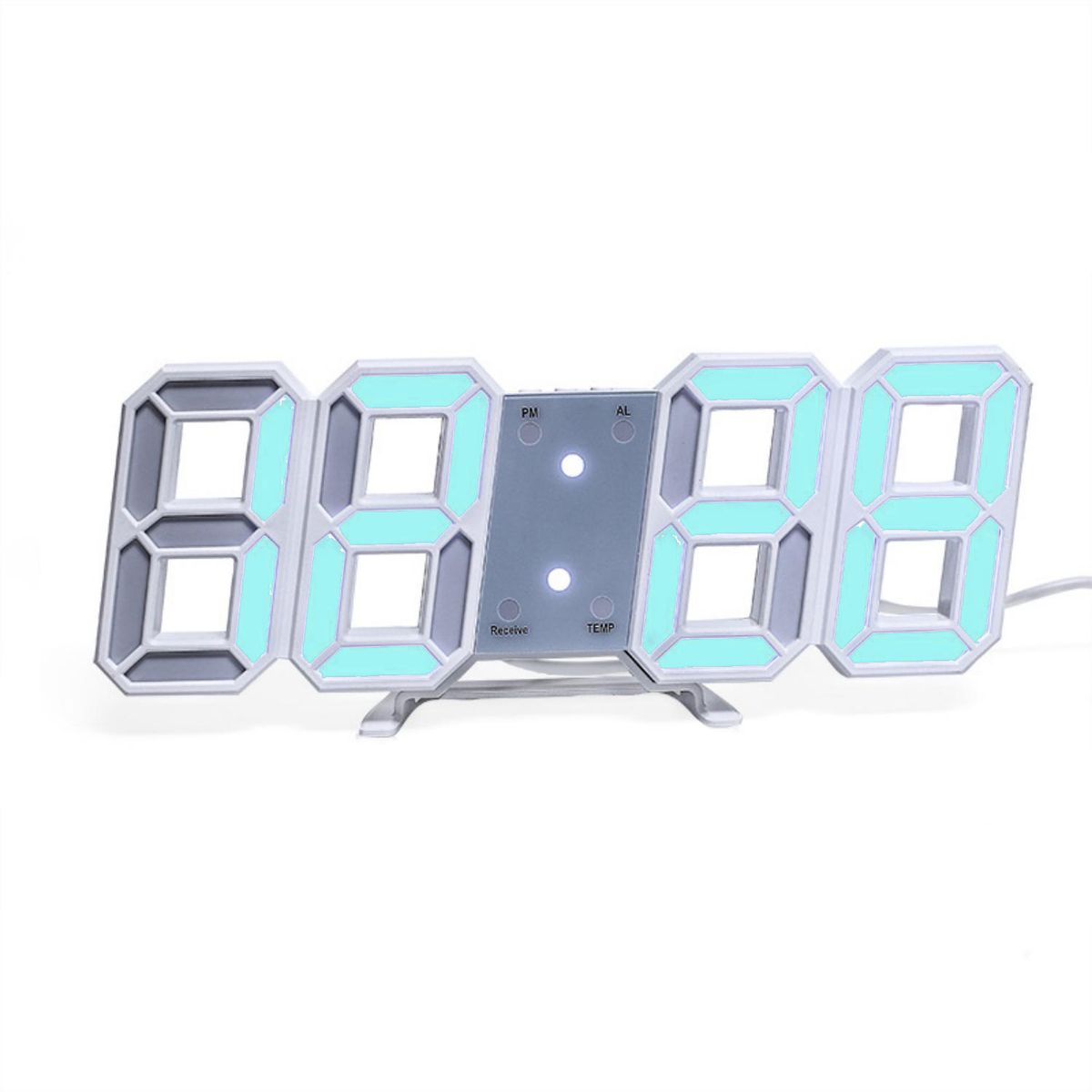 WELDMON - Alarma Digital LED 3D Reloj de Pared Luz Azul-Blanco Azul