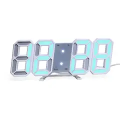 PAGANOOM - Alarma Digital LED 3D Reloj de Pared Luz Azul-Blanco Azul