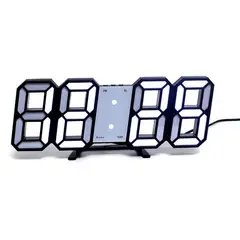 PAGANOOM - Alarma Digital LED 3D Reloj de Pared Luz Blanca-Blanco Negro