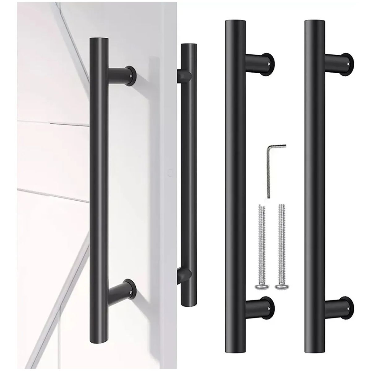 Manillon Doble Acero Inoxidable 60 Cm Para Puerta Madera Negro, marca KUANGYE - Foto Principal