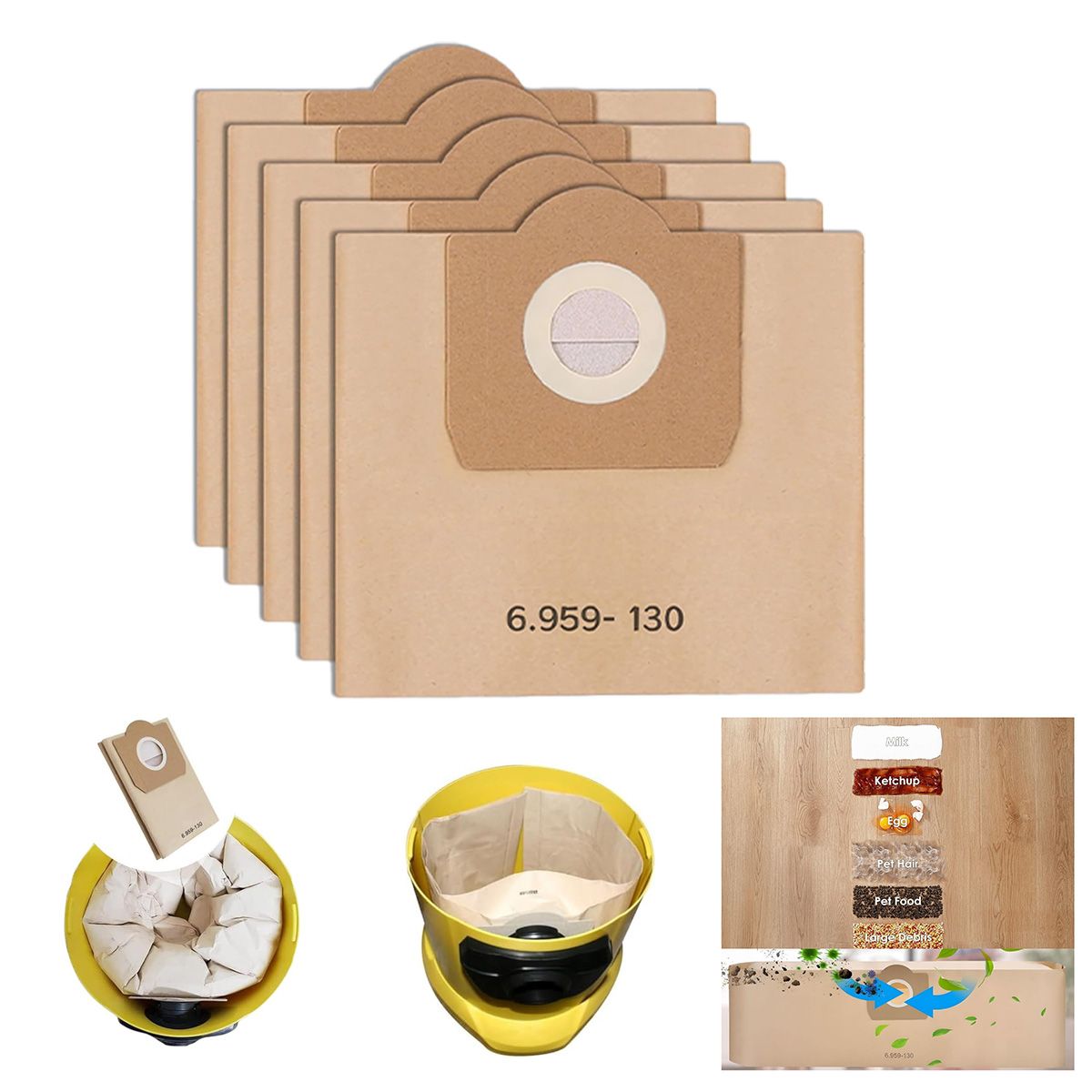 KINDA NICE - 5u Repuesto Aspiradora Karcher Wd3 Bolsa De Filtro