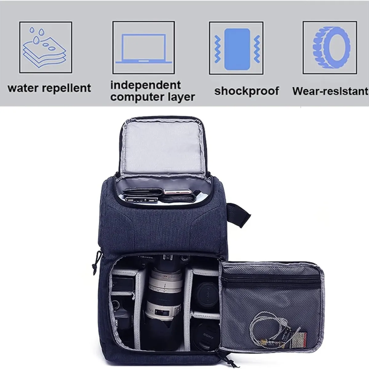 PUREPOWER - Mochila para Cámara DSLR Impermeable con Espacio para Trípode y Lentes