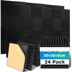 KUANGYE - Pack 24 Espuma Alta calidad Acustica Autoadhesiva Aislante 30×30×5cm