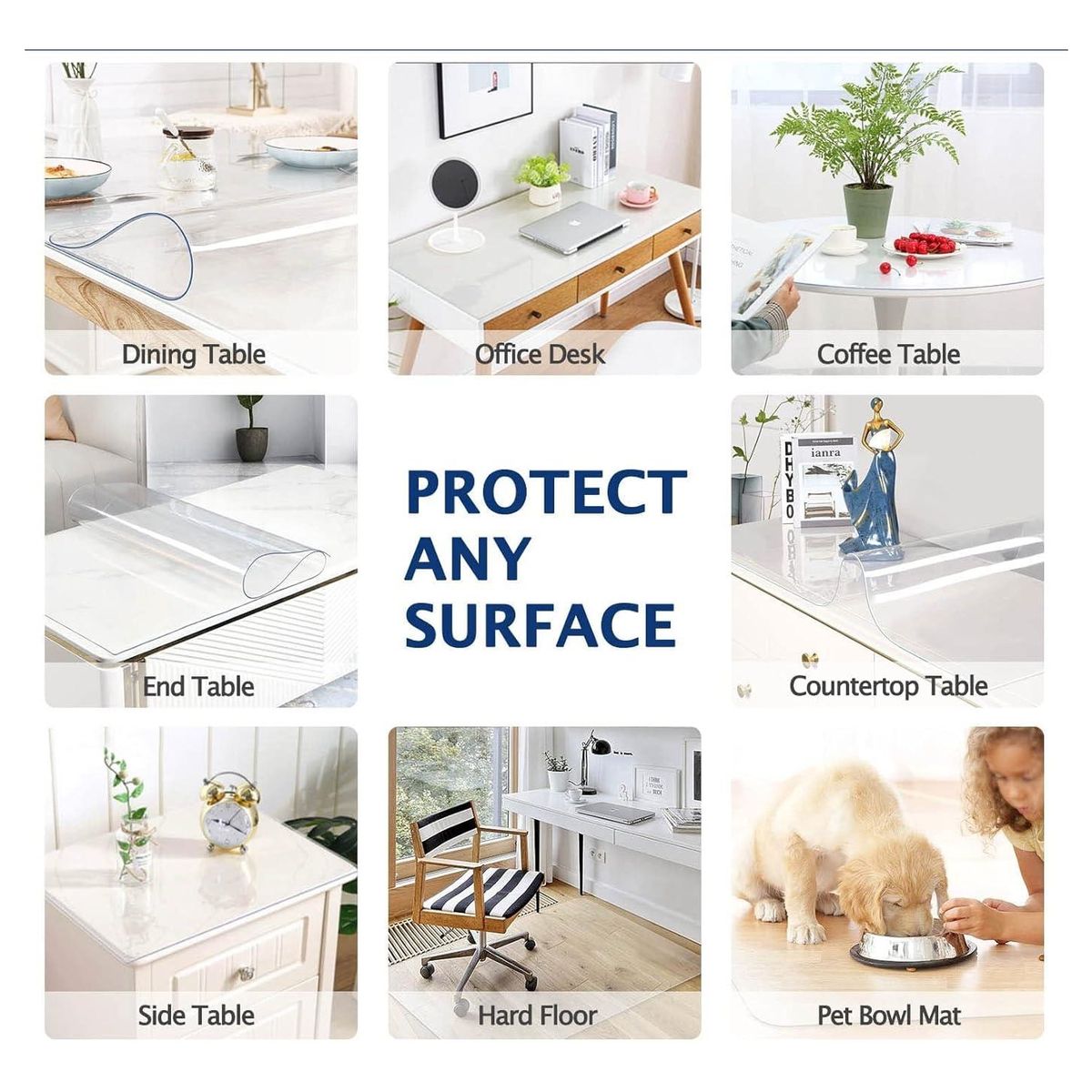 KINDA NICE - Alfombrilla Transparente Flexible Pvc Cristal Mica 1,8 X 1m