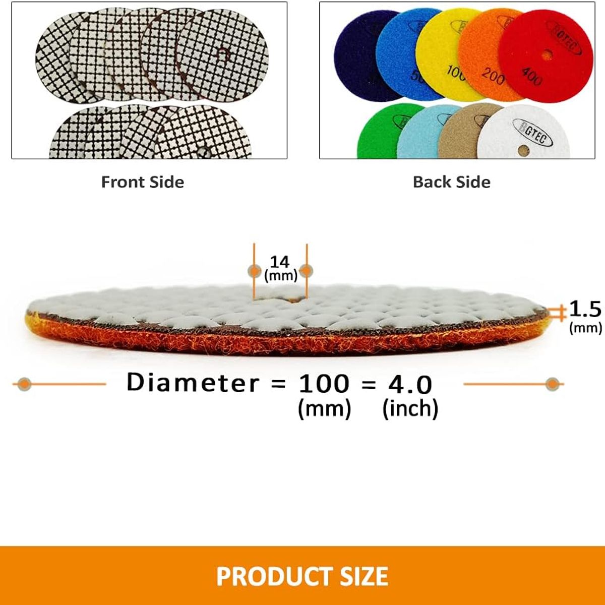 KUANGYE - Pack 7 Disco Almohadilla Lijado Pulido Recina Marmol Cuarzo