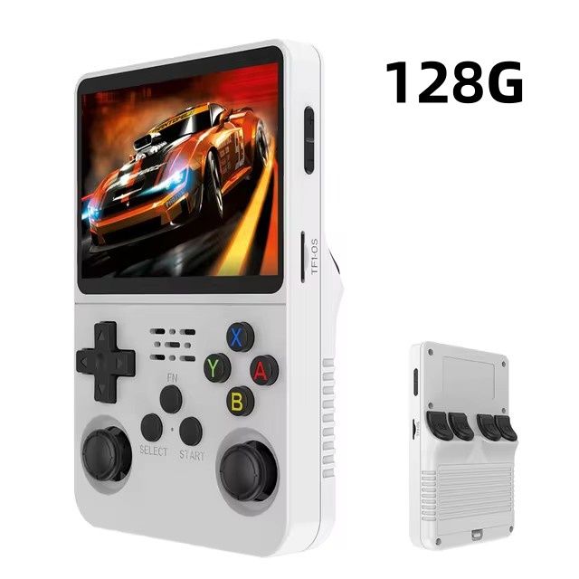CORRERREY Consola de videojuegos portátil Retro R36S 128G sistema Linux Blanco