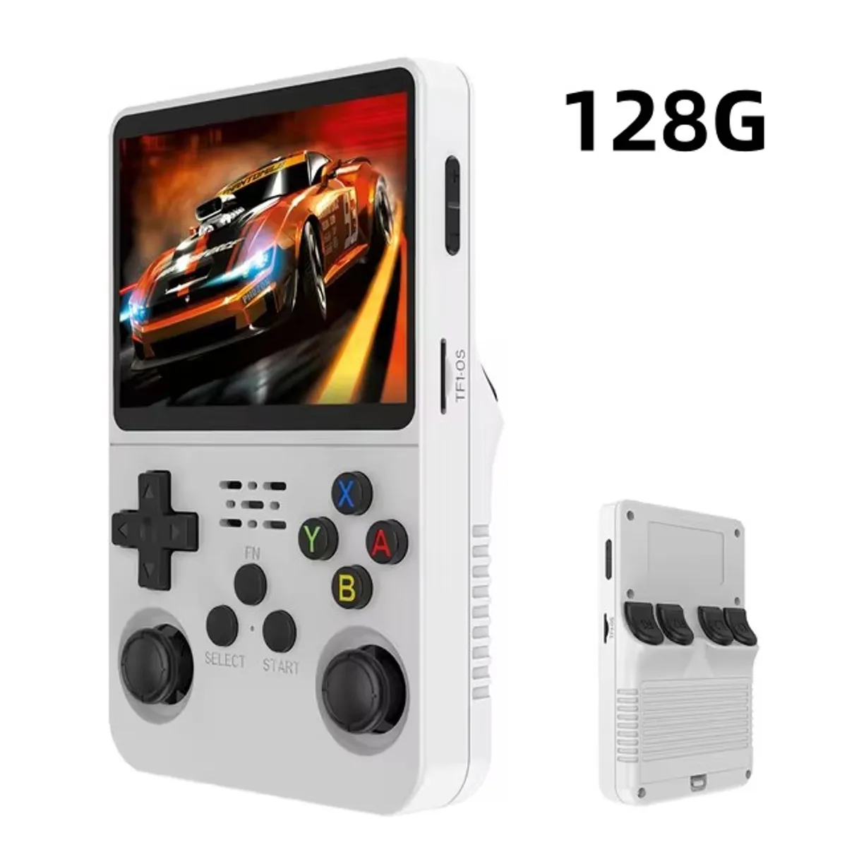 CORRERREY - Consola de videojuegos portátil Retro R36S 128G sistema Linux Blanco