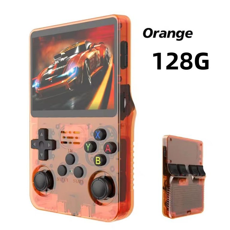 CORRERREY Consola de videojuegos portátil Retro R36S 128G sistema Linux Naranja