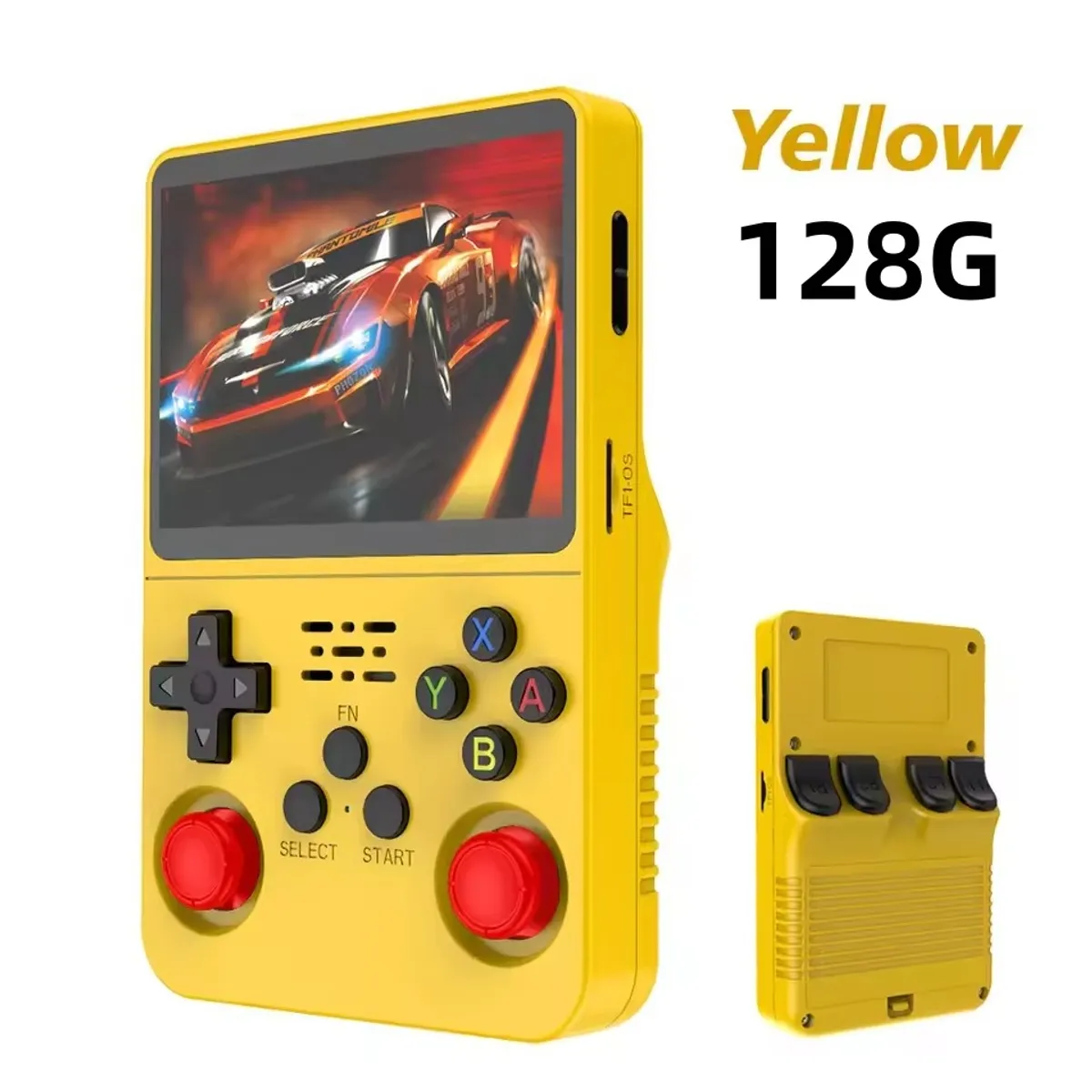 CORRERREY - Consola de videojuegos portátil Retro R36S 128G sistema Linux Amarillo