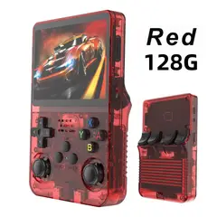 CORRERREY - Consola de videojuegos portátil Retro R36S 128G sistema Linux Rojo