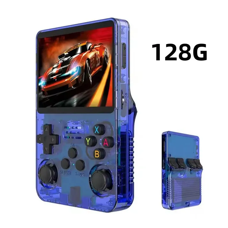 CORRERREY Consola de videojuegos portátil Retro R36S 128G sistema Linux Azul