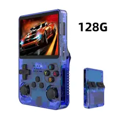 CORRERREY - Consola de videojuegos portátil Retro R36S 128G sistema Linux Azul