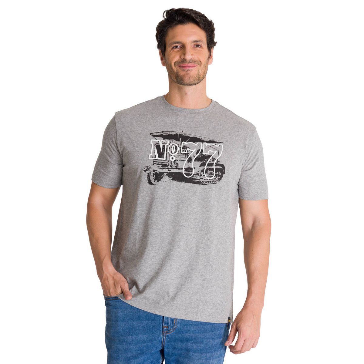 CAT - Polera Manga Corta Hombre Heritage N°77 Gris CAT