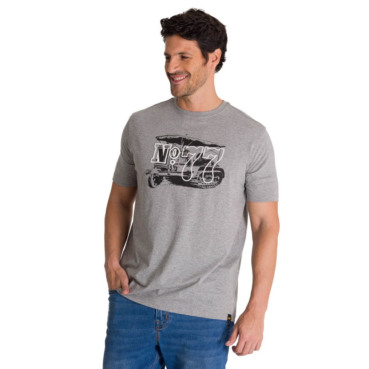 CAT - Polera Manga Corta Hombre Heritage N°77 Gris CAT