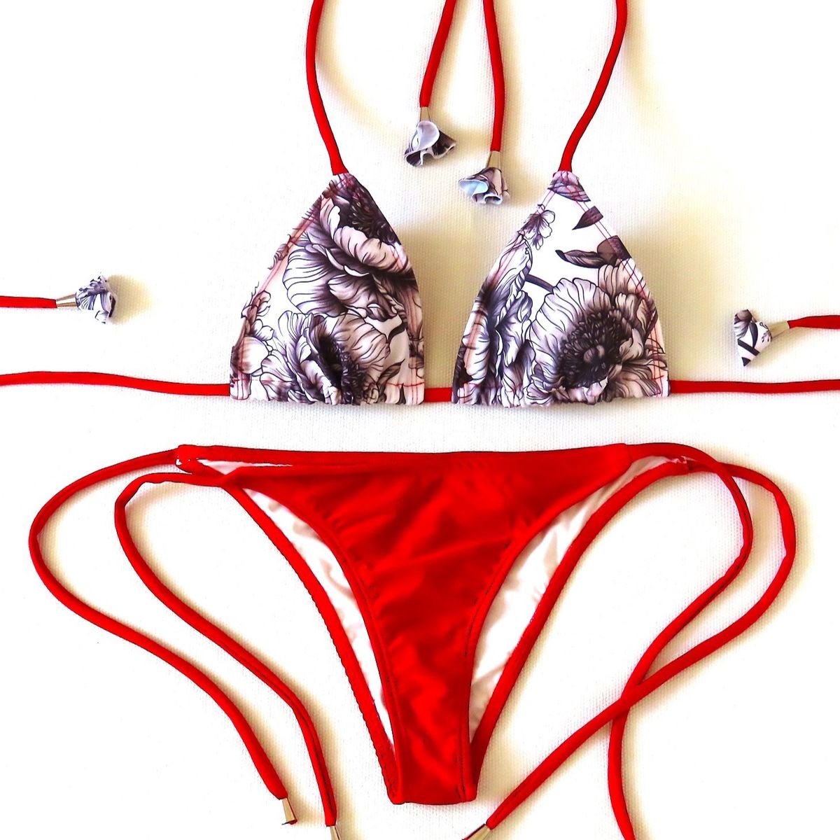 CREA PRINT - Traje de Baño Bikini  mod. CHOCOLATE Top Triángulo y Bottoms con tiras