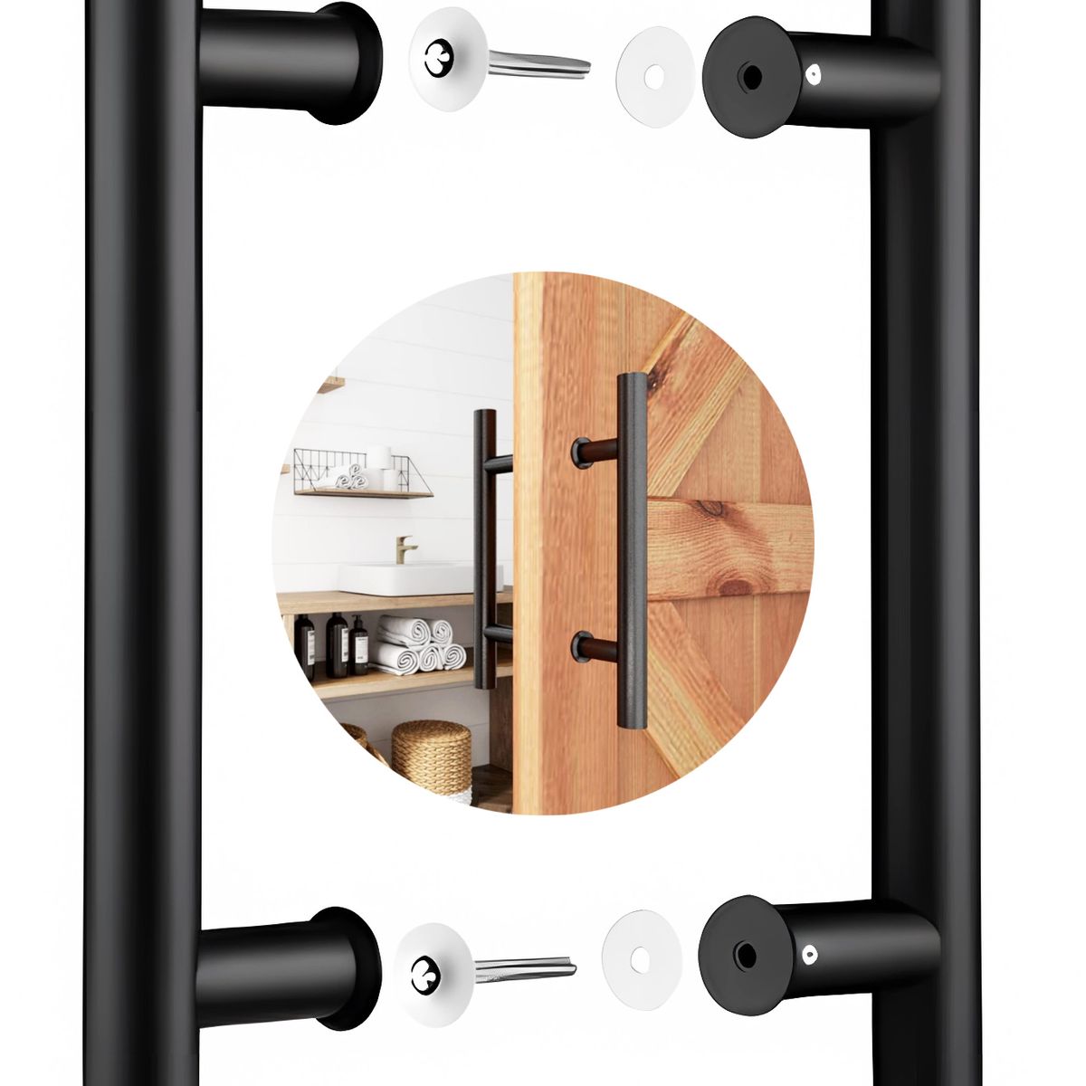 KUANGYE - Manillon Doble H Acero Inoxidable 60 Cm Para Puerta Madera