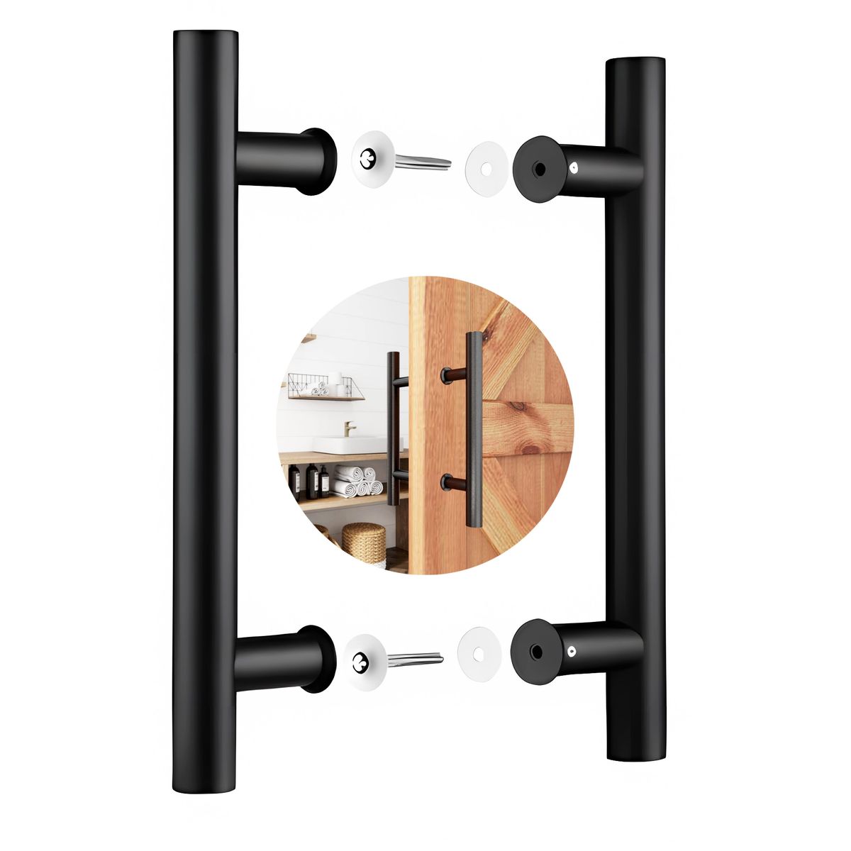 KUANGYE - Manillon Doble H Acero Inoxidable 60 Cm Para Puerta Madera