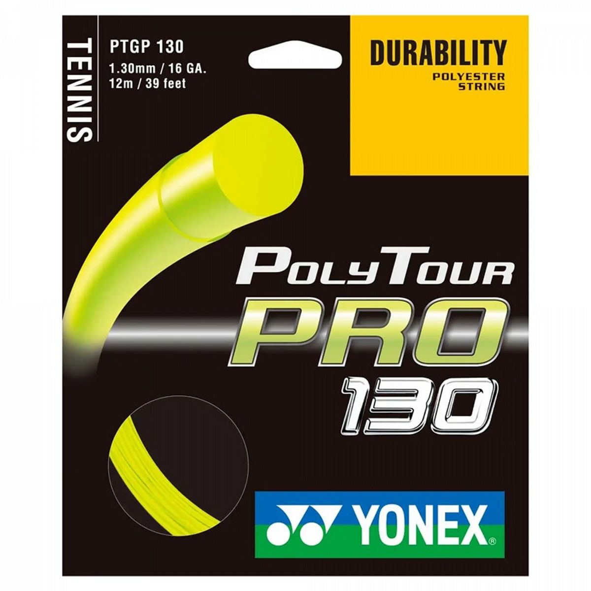 YONEX - CUERDA DE TENIS YONEX POLYTOUR PRO 16L/1.30MM AMARILLO 12 MT
