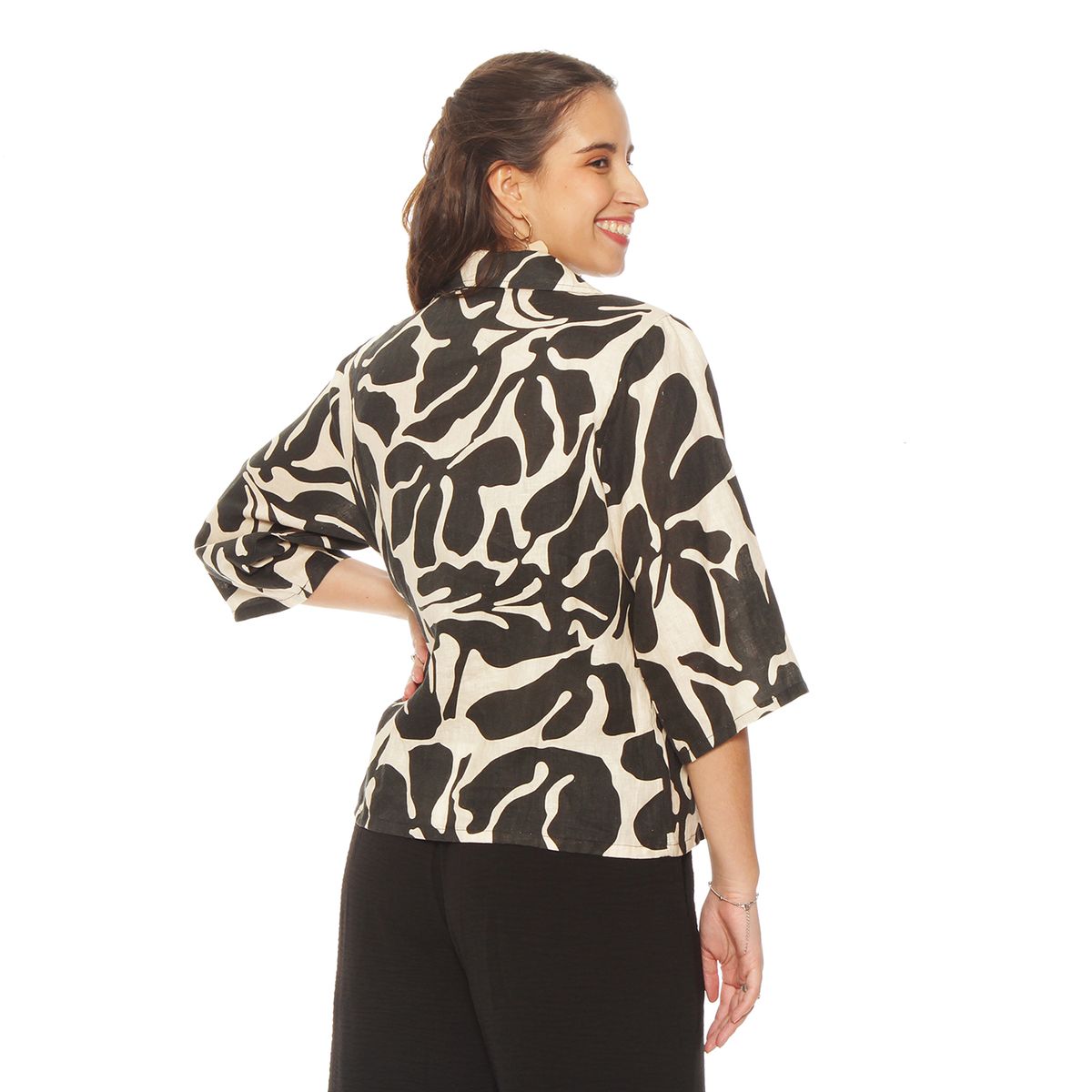 WADOS - CHAQUETA MANGA 34 LINO ESTAMPADO ABOTONADA N DELANTERO