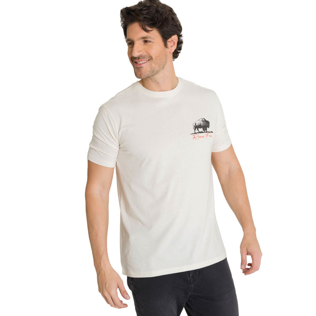 CAT - Polera Manga Corta Hombre Roam Free Bison Blanco CAT