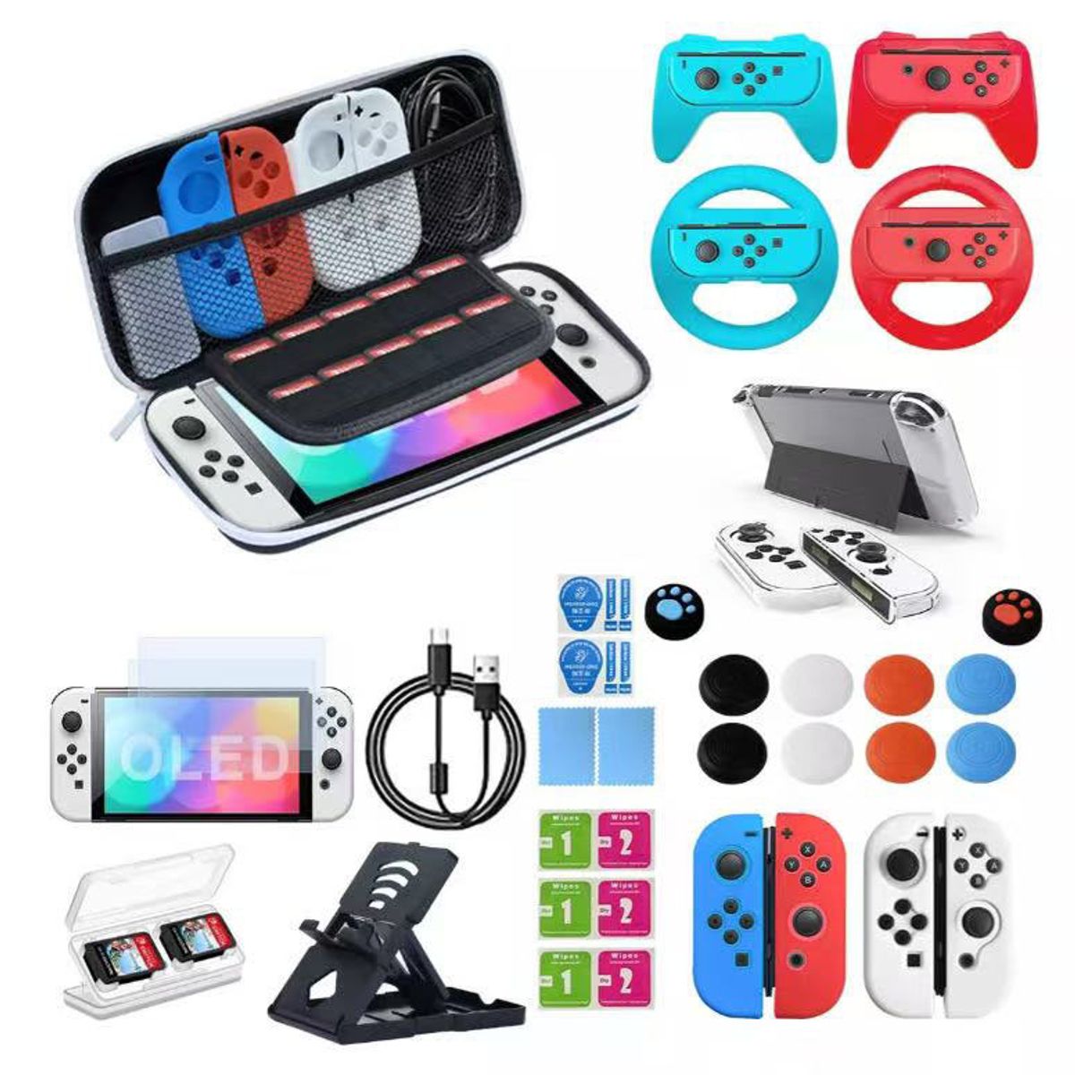 CORRERREY - Pack De 37 Accesorios Protector Nintendo Switch Oled Correrrey
