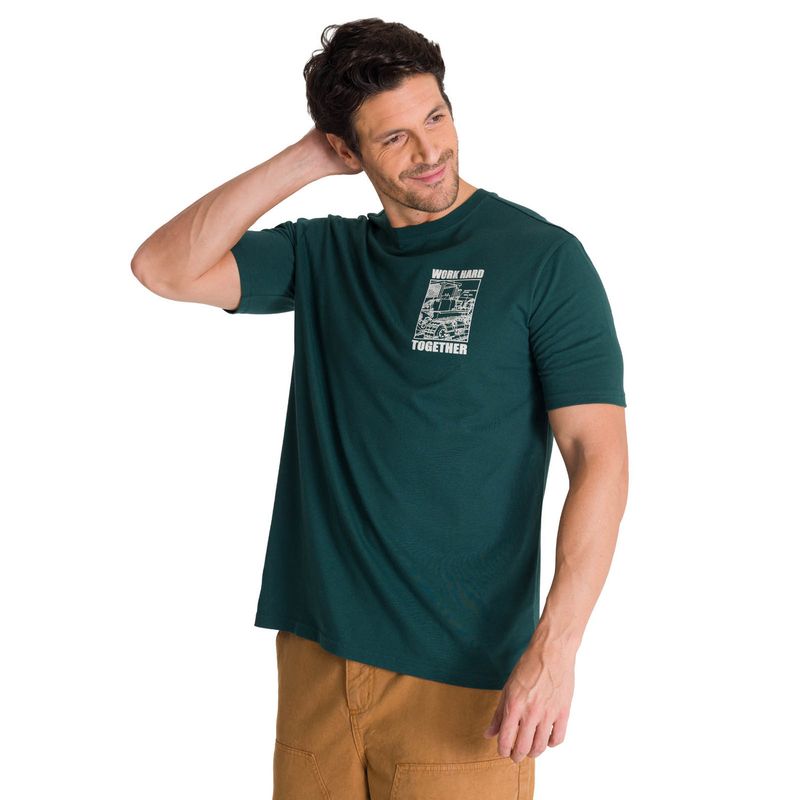 CAT - Polera Manga Corta Hombre Heritage Diseño Petroleo CAT