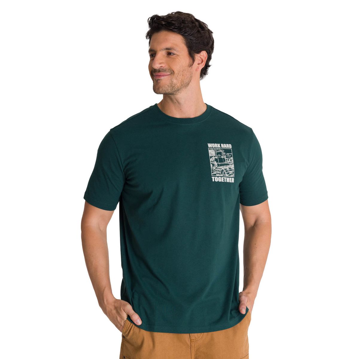 CAT - Polera Manga Corta Hombre Heritage Diseño Petroleo CAT