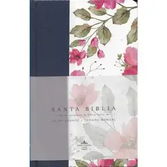 ORIGEN - Biblia Reina Valera 1960 Tamaño Manual Letra Grande Flores Azul