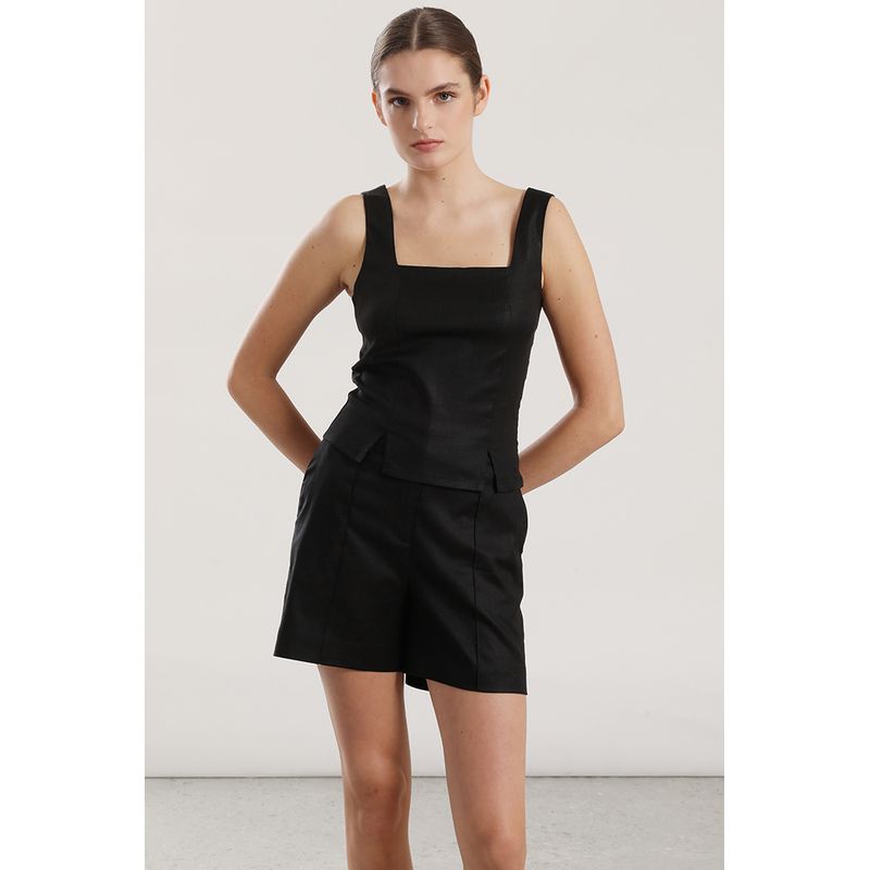 LIOLA - Top lino Liola mujer negro
