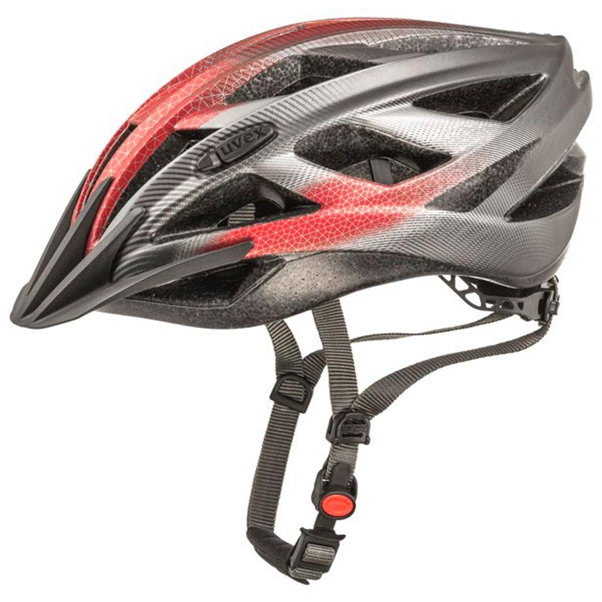 360 - Casco Ciclismo Mtb Uvex Xenova CC Darksilver Red 55-60