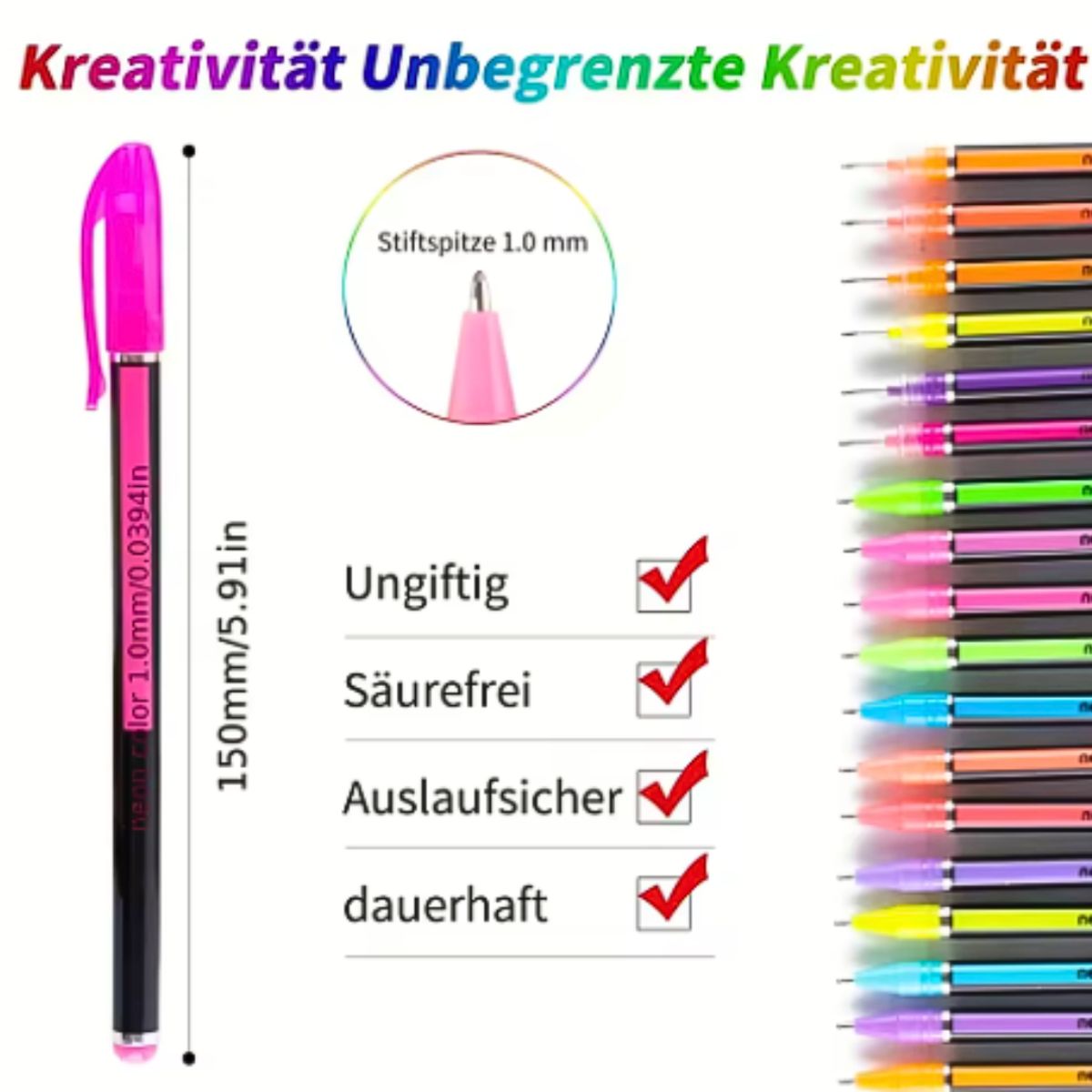 GENERICO - Cuaderno Hojas Negras + 12 Lápices Tinta Gel Neón