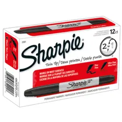 SHARPIE - Caja 12 Marcadores Permanentes Doble Punta Negro