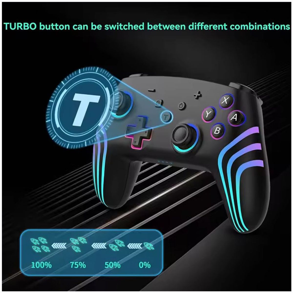 CORRERREY - Controlador Inalámbrico Nintendo Switch 6 Ejes Joystick 3d Rgb
