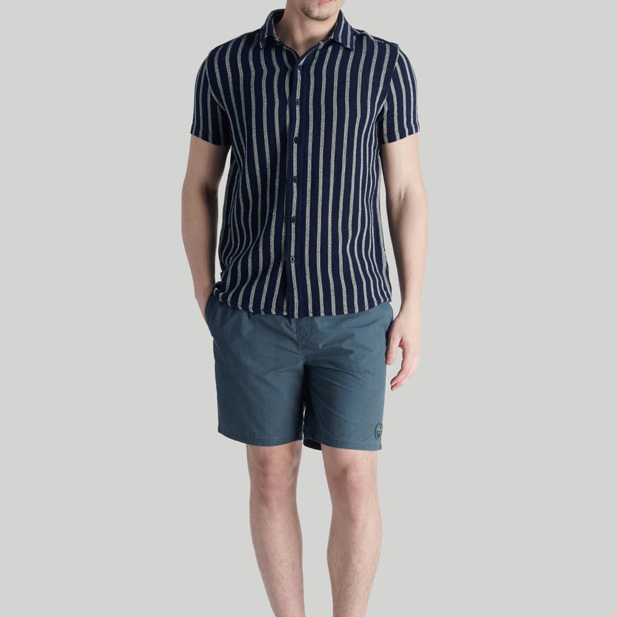 NIMTU - Camisa Stripe Casual Azul Nimtu